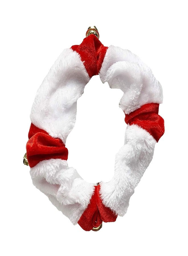 Midlee White/Red Dog Christmas Plush Jingle Bell Collar (Large)- Holiday Neckware - Image 1